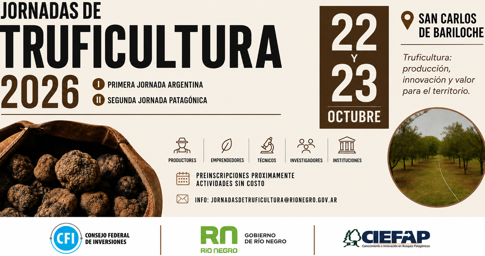 Bariloche será sede de las Jornadas de Truficultura 2026